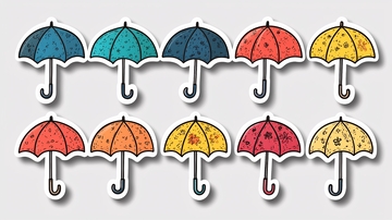 彩色雨伞贴纸