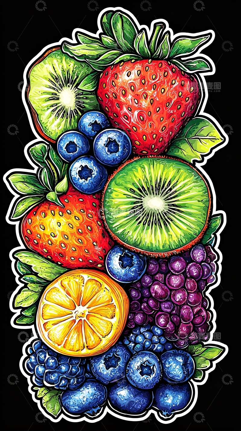 高清大图下载【趣麦麦图】彩色水果堆叠图