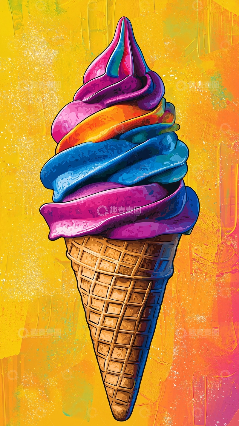 高清大图下载【趣麦麦图】彩色冰淇淋甜筒