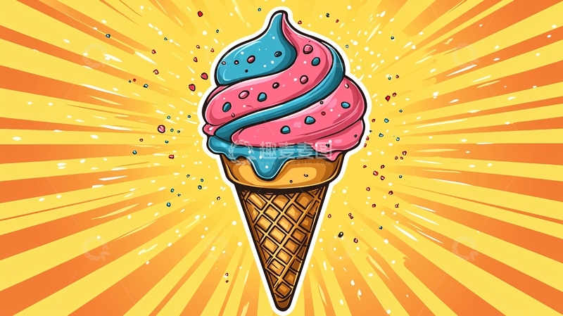 高清大图下载【趣麦麦图】双色螺旋冰淇淋