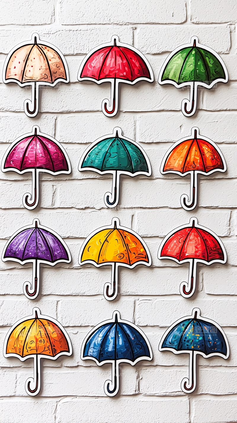 高清大图下载【趣麦麦图】彩色雨伞图案