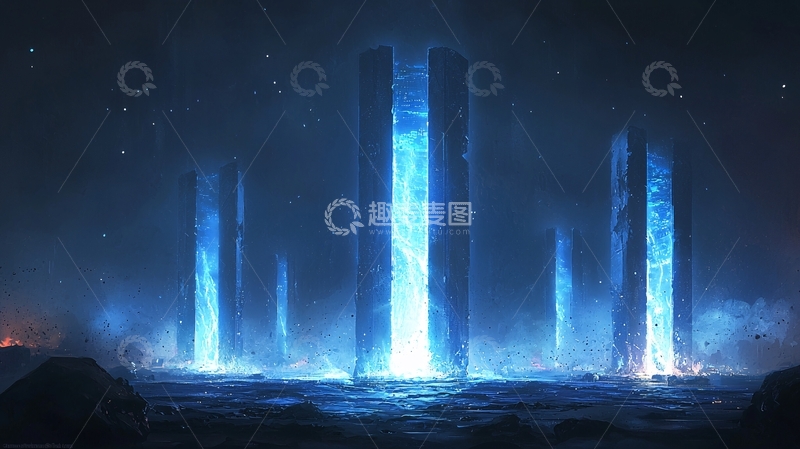 高清大图下载【趣麦麦图】蓝色光柱