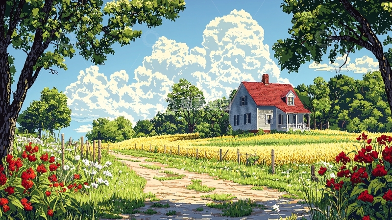 高清大图下载【趣麦麦图】田园风光乡村小屋