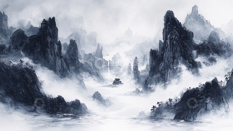 高清大图下载【趣麦麦图】水墨山水画1044