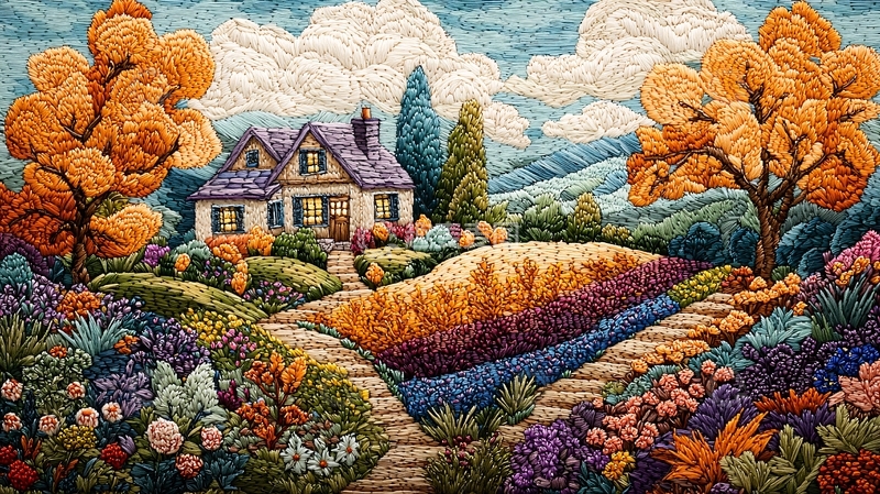 高清大图下载【趣麦麦图】秋季田园小屋