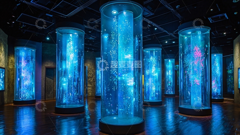 高清大图下载【趣麦麦图】蓝色透明圆柱体