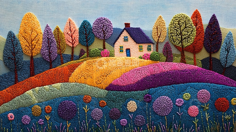 高清大图下载【趣麦麦图】彩色田园乡村小屋