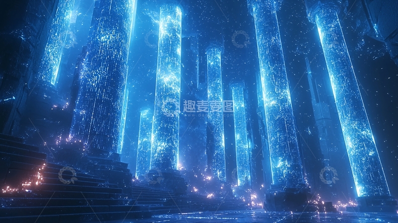 高清大图下载【趣麦麦图】蓝色能量柱