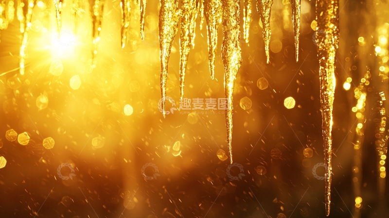 高清大图下载【趣麦麦图】-阳光下的金色冰柱