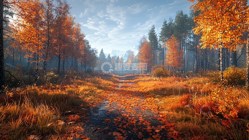 高清大图下载【趣麦麦图】秋日森林小路
