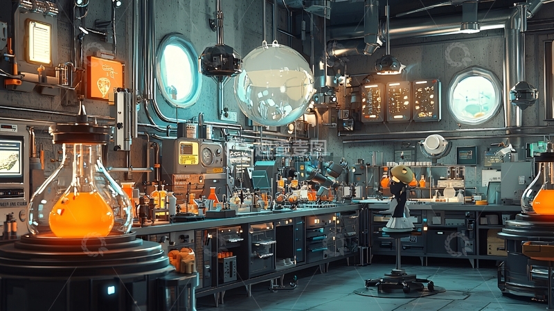 高清大图下载【趣麦麦图】蒸汽朋克风格实验室