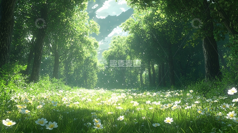 高清大图下载【趣麦麦图】阳光森林小路