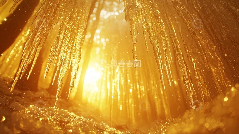 高清大图下载【趣麦麦图】冰瀑夕阳