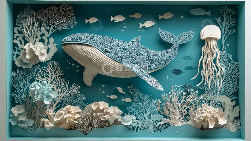 高清大图下载【趣麦麦图】纸雕海洋生物