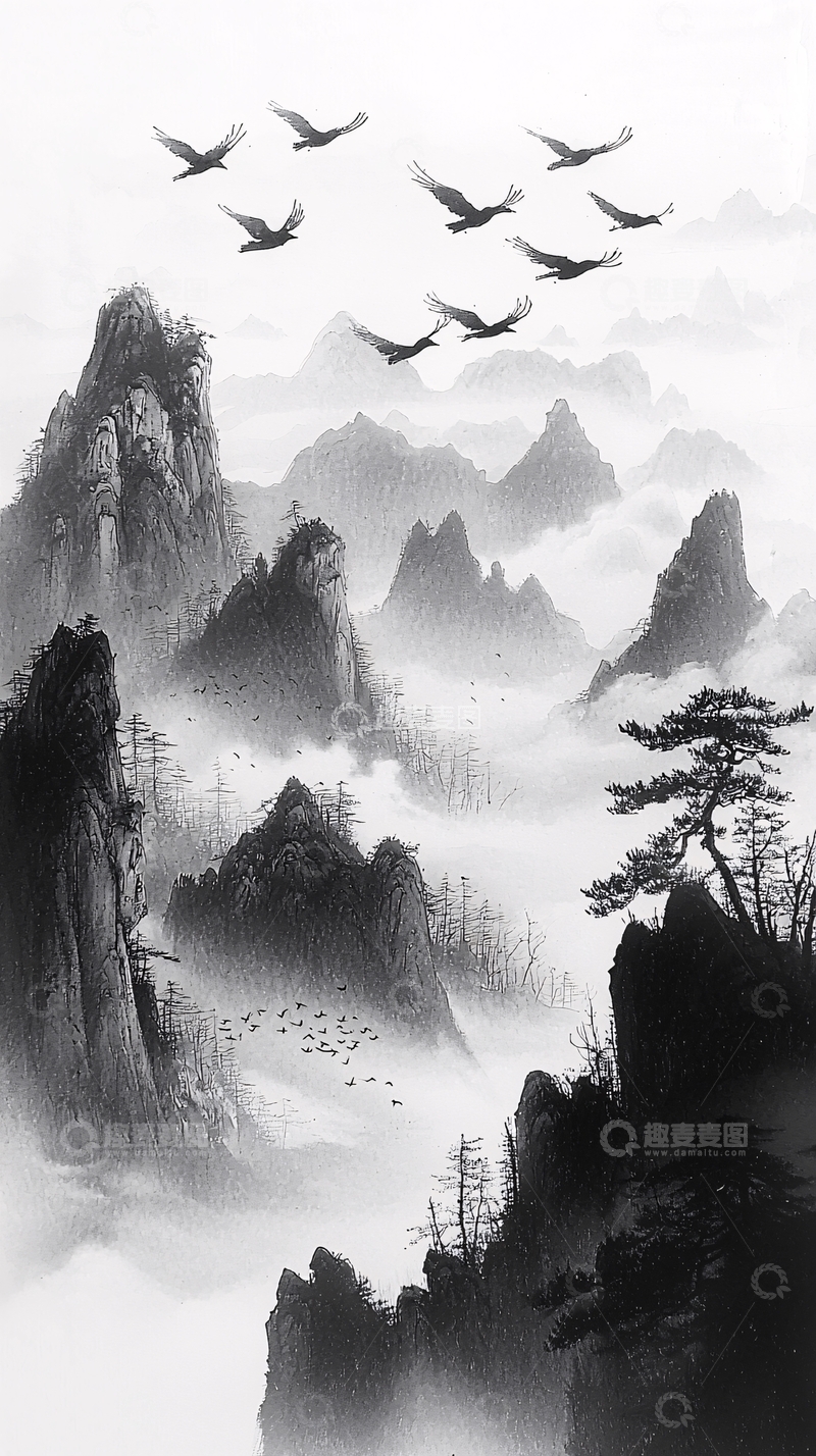 高清大图下载【趣麦麦图】水墨山水画1053