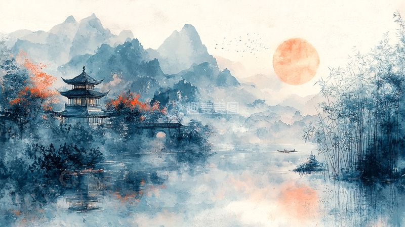 高清大图下载【趣麦麦图】水墨山水画1057