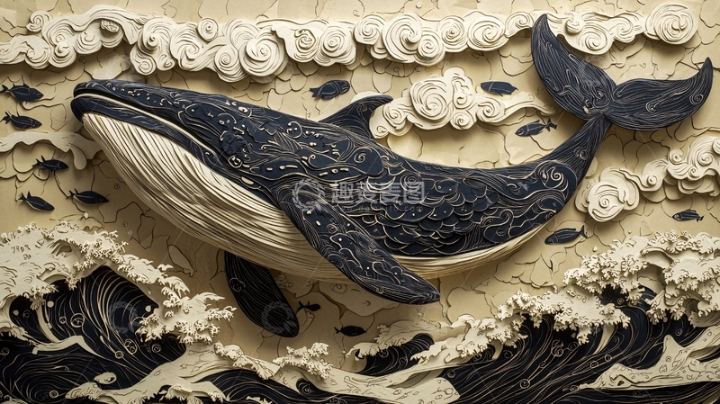高清大图下载【趣麦麦图】纸雕鲸鱼作品