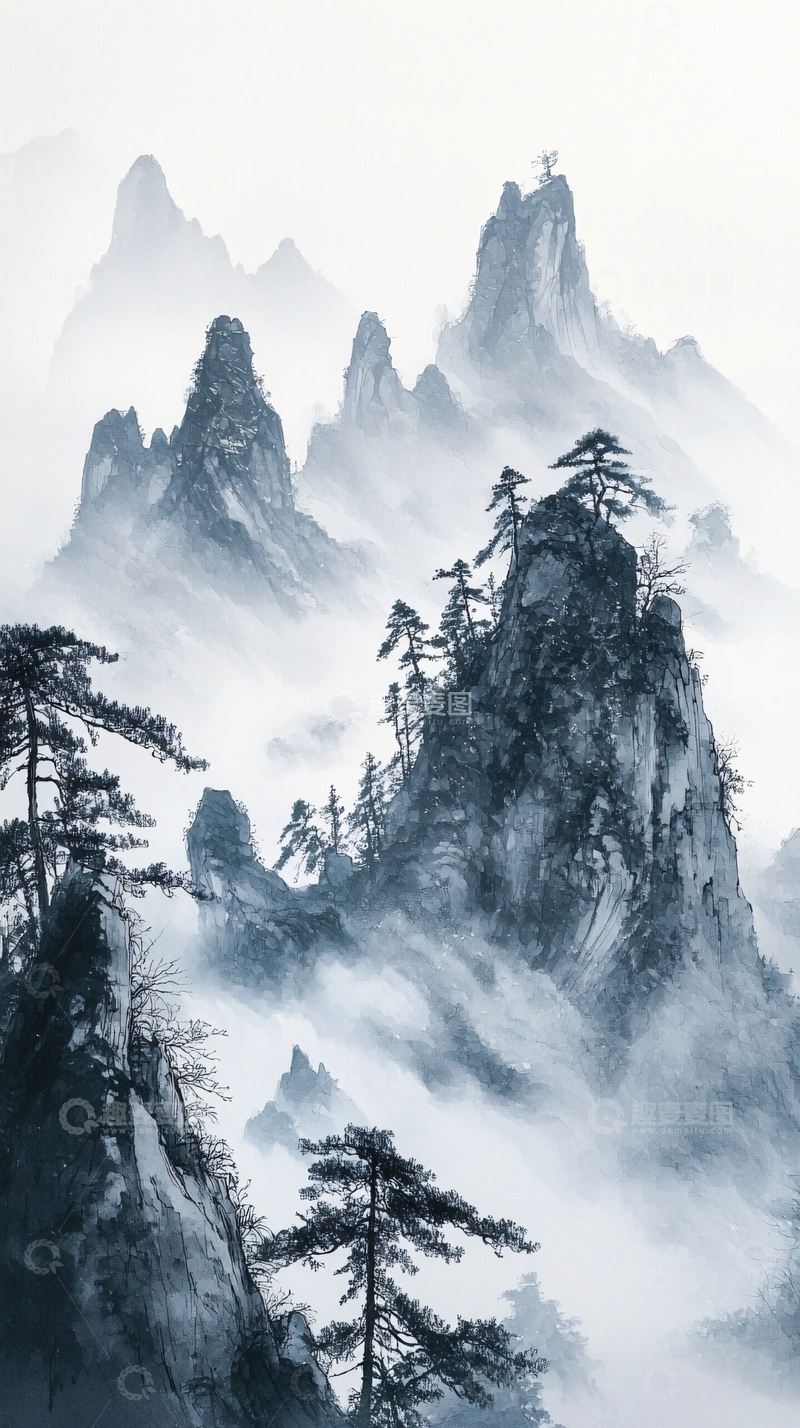 高清大图下载【趣麦麦图】水墨画山水