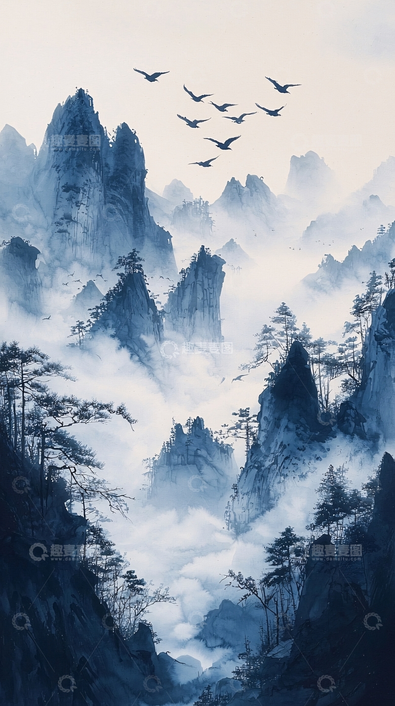 高清大图下载【趣麦麦图】水墨山水画1054