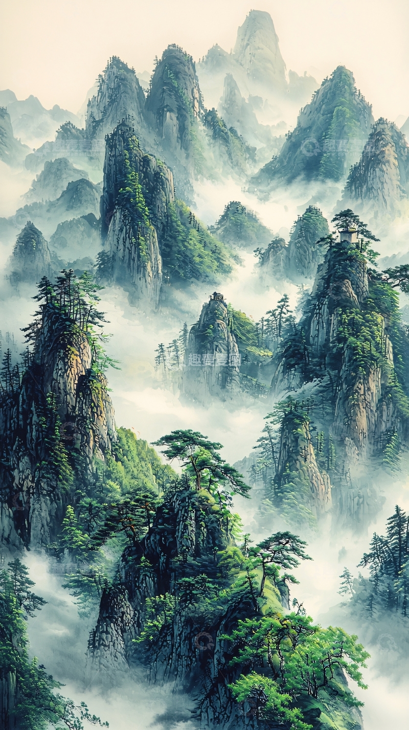 高清大图下载【趣麦麦图】云雾缭绕的群山