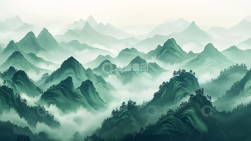 高清大图下载【趣麦麦图】水墨山水画1059