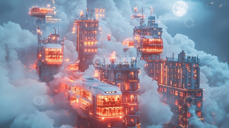 高清大图下载【趣麦麦图】云端城市