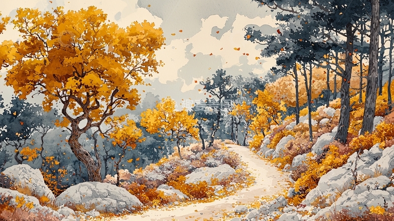 高清大图下载【趣麦麦图】秋日山路