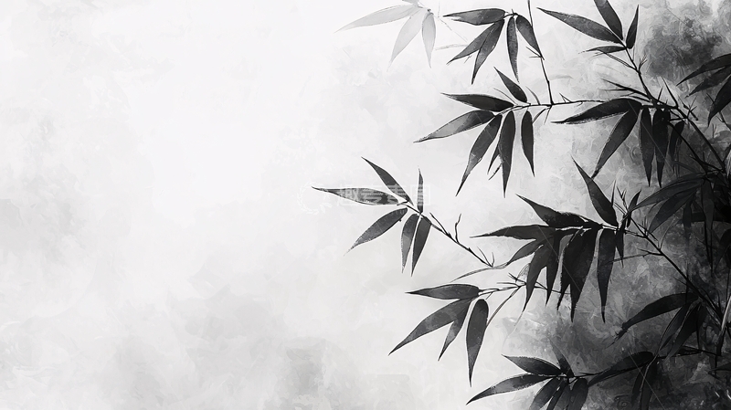 高清大图下载【趣麦麦图】水墨画竹叶