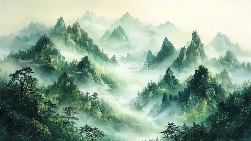 高清大图下载【趣麦麦图】仙境般朦胧山峦