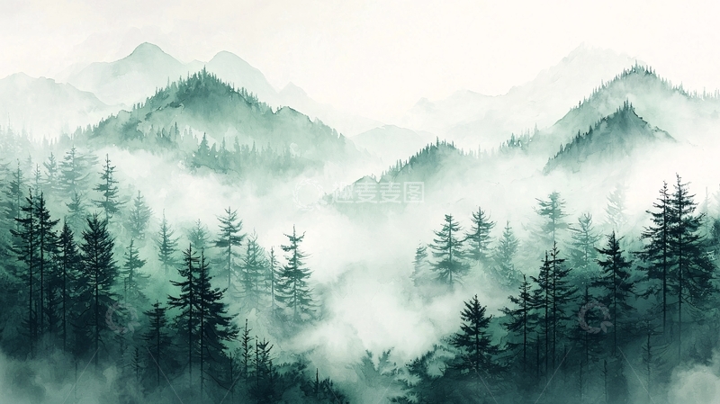 高清大图下载【趣麦麦图】水墨山水画1063