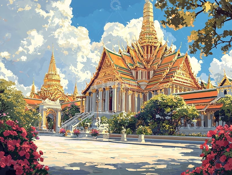 高清大图下载【趣麦麦图】阳光下的金色寺庙