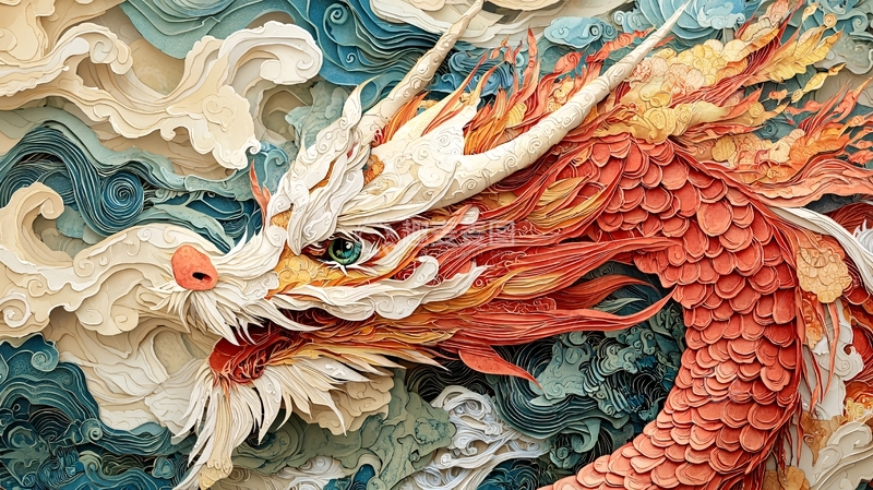 高清大图下载【趣麦麦图】纸雕龙
