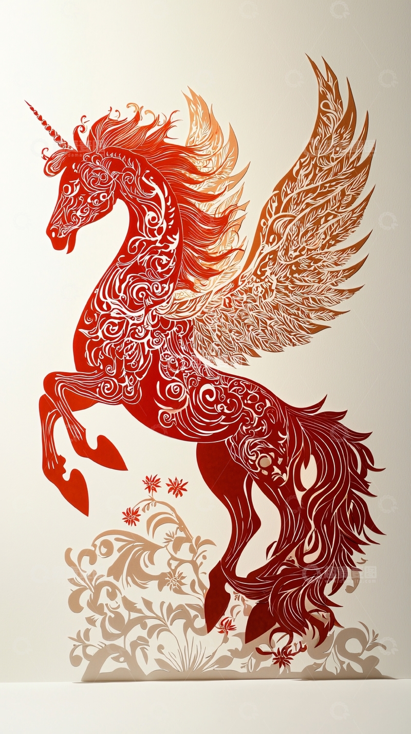 高清大图下载【趣麦麦图】红色独角兽