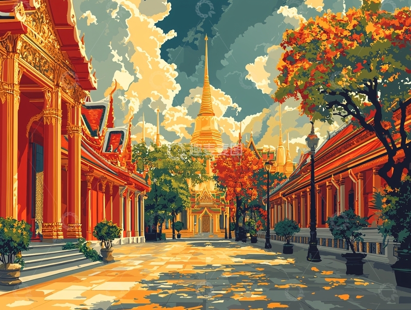 高清大图下载【趣麦麦图】泰国寺庙街道