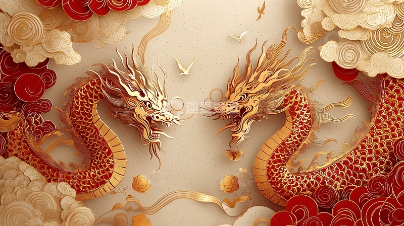 高清大图下载【趣麦麦图】祥云金龙壁纸