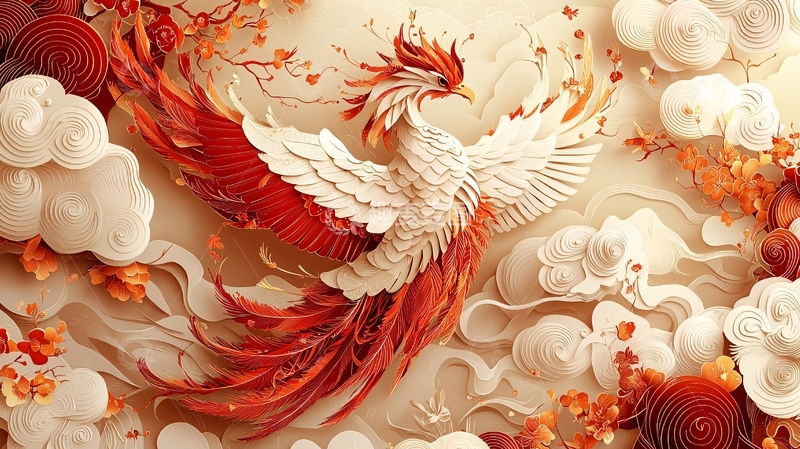 高清大图下载【趣麦麦图】纸艺凤凰