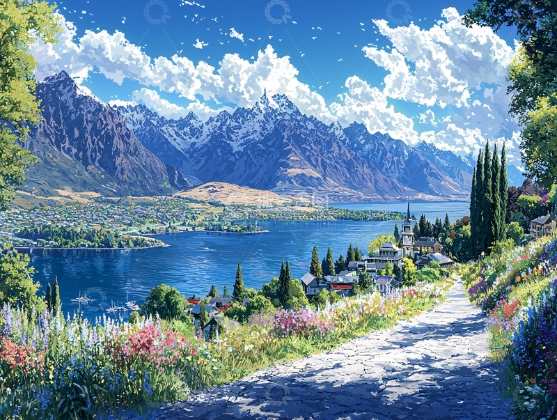 高清大图下载【趣麦麦图】阳光明媚山湖美景