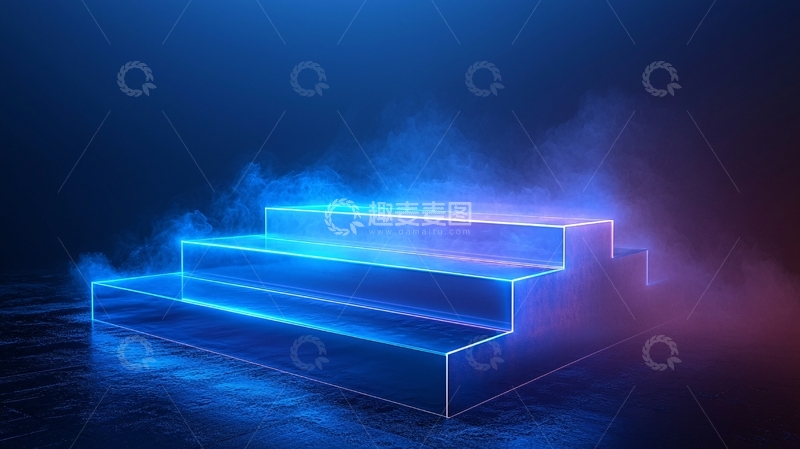 高清大图下载【趣麦麦图】蓝光霓虹阶梯