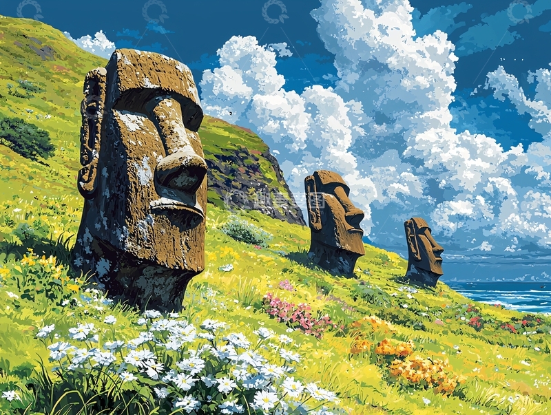 高清大图下载【趣麦麦图】复活节岛石像