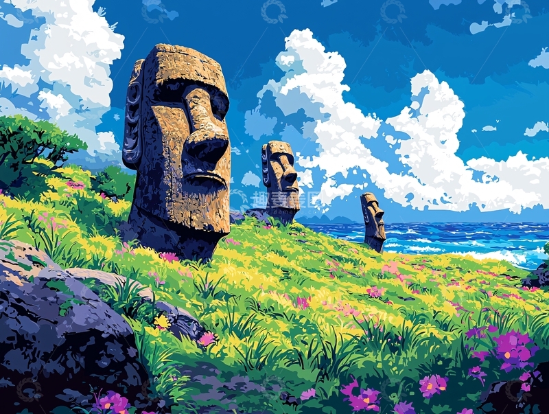 高清大图下载【趣麦麦图】复活节岛巨石像