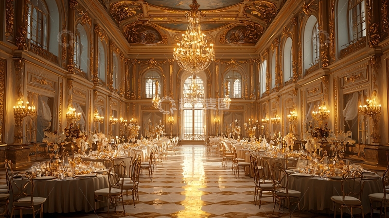高清大图下载【趣麦麦图】奢华金色宫殿宴会厅
