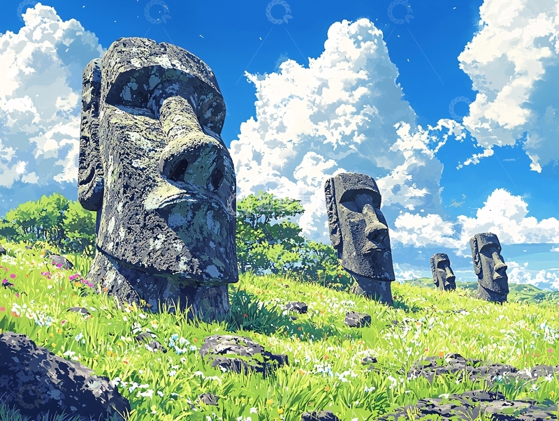 高清大图下载【趣麦麦图】复活节岛巨石像