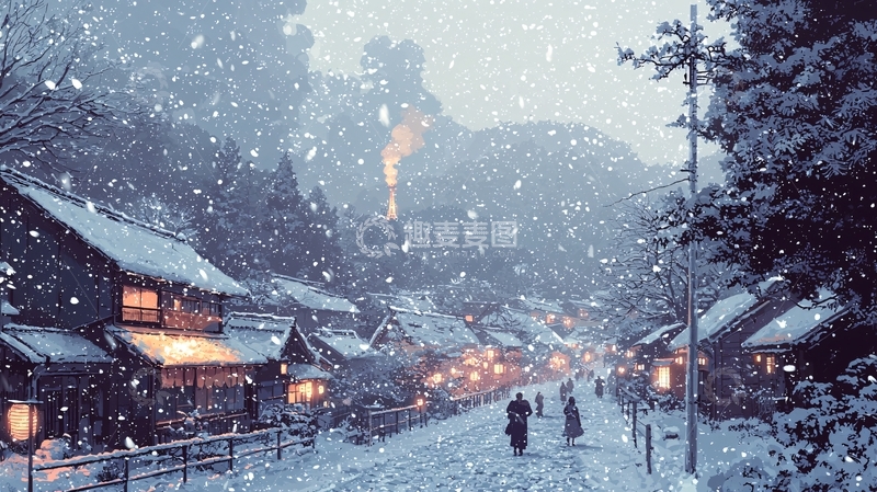 高清大图下载【趣麦麦图】雪夜小镇