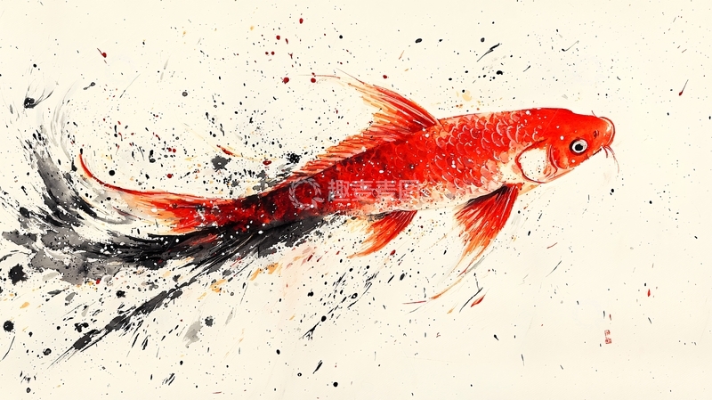 高清大图下载【趣麦麦图】水墨画鲤鱼