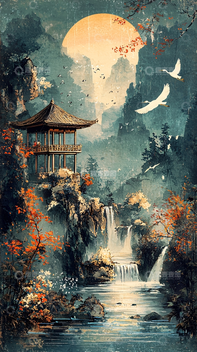 高清大图下载【趣麦麦图】水墨画山水