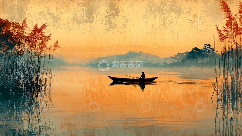 高清大图下载【趣麦麦图】日落湖景