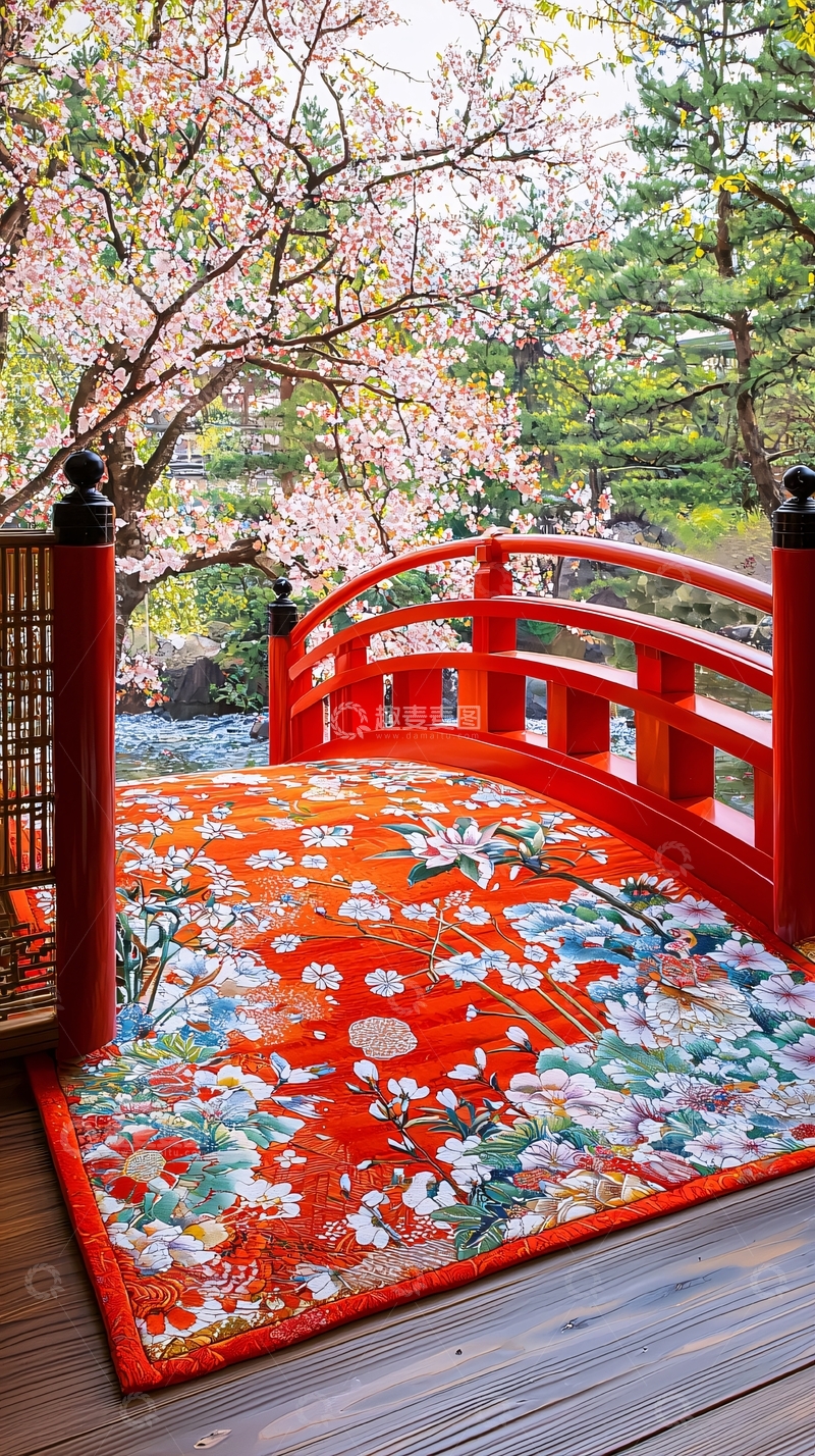 高清大图下载【趣麦麦图】红桥樱花地毯