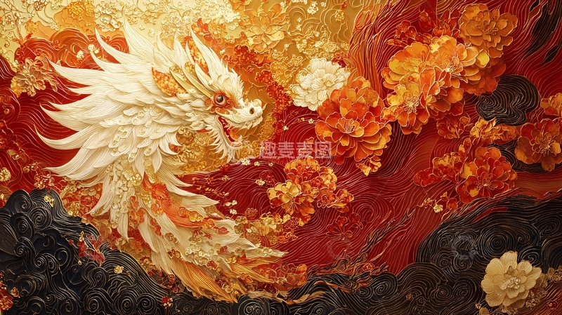 高清大图下载【趣麦麦图】金龙戏火