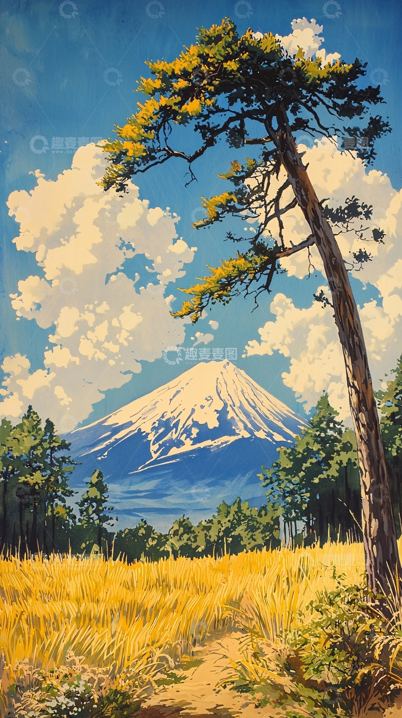 高清大图下载【趣麦麦图】富士山风景画