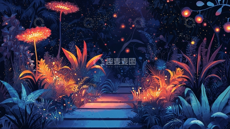 高清大图下载【趣麦麦图】夜晚发光植物